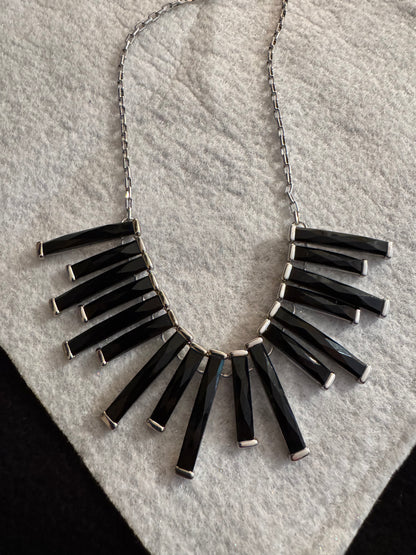 Signed White House Black Market Black Bar Statement Necklace