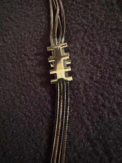 Signed Express Gunmetal Multi-Strand 32" Rhinestone Bar Necklace