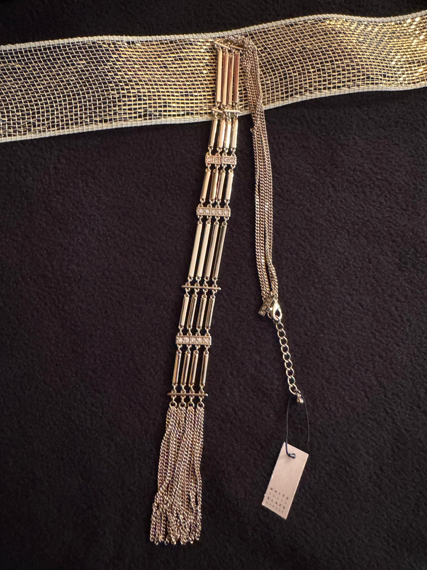 Signed White House Black Market 24" Gold-Tone Multi-Strand Tassel Necklace