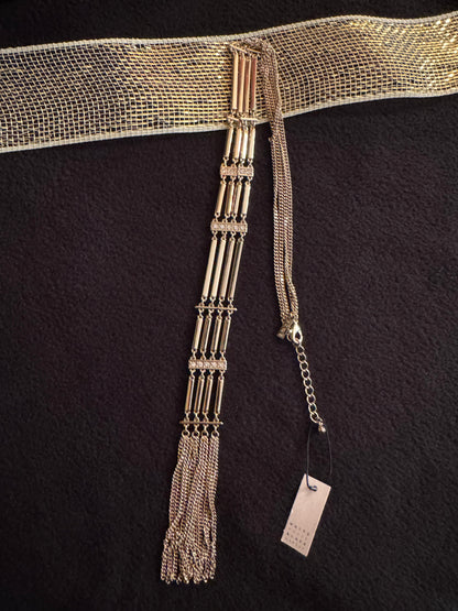 Signed White House Black Market 24" Gold-Tone Multi-Strand Tassel Necklace