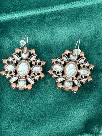 Vintage Signed Liz Claiborne "LC" Faceted Gemstone Cluster Drop Earrings