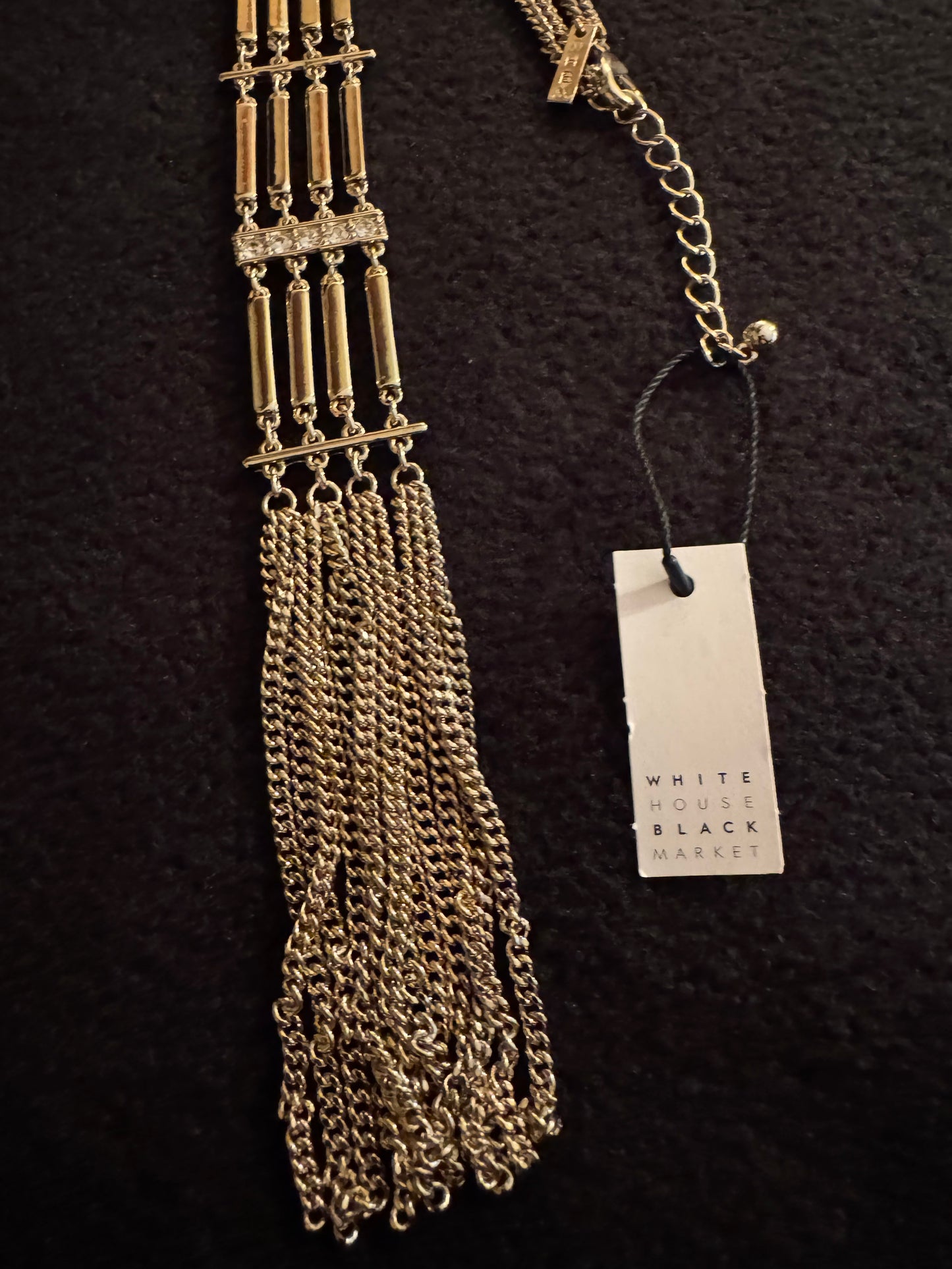 Signed White House Black Market 24" Gold-Tone Multi-Strand Tassel Necklace