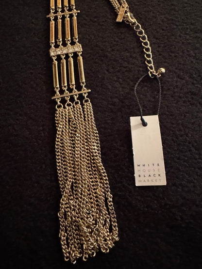Signed White House Black Market 24" Gold-Tone Multi-Strand Tassel Necklace