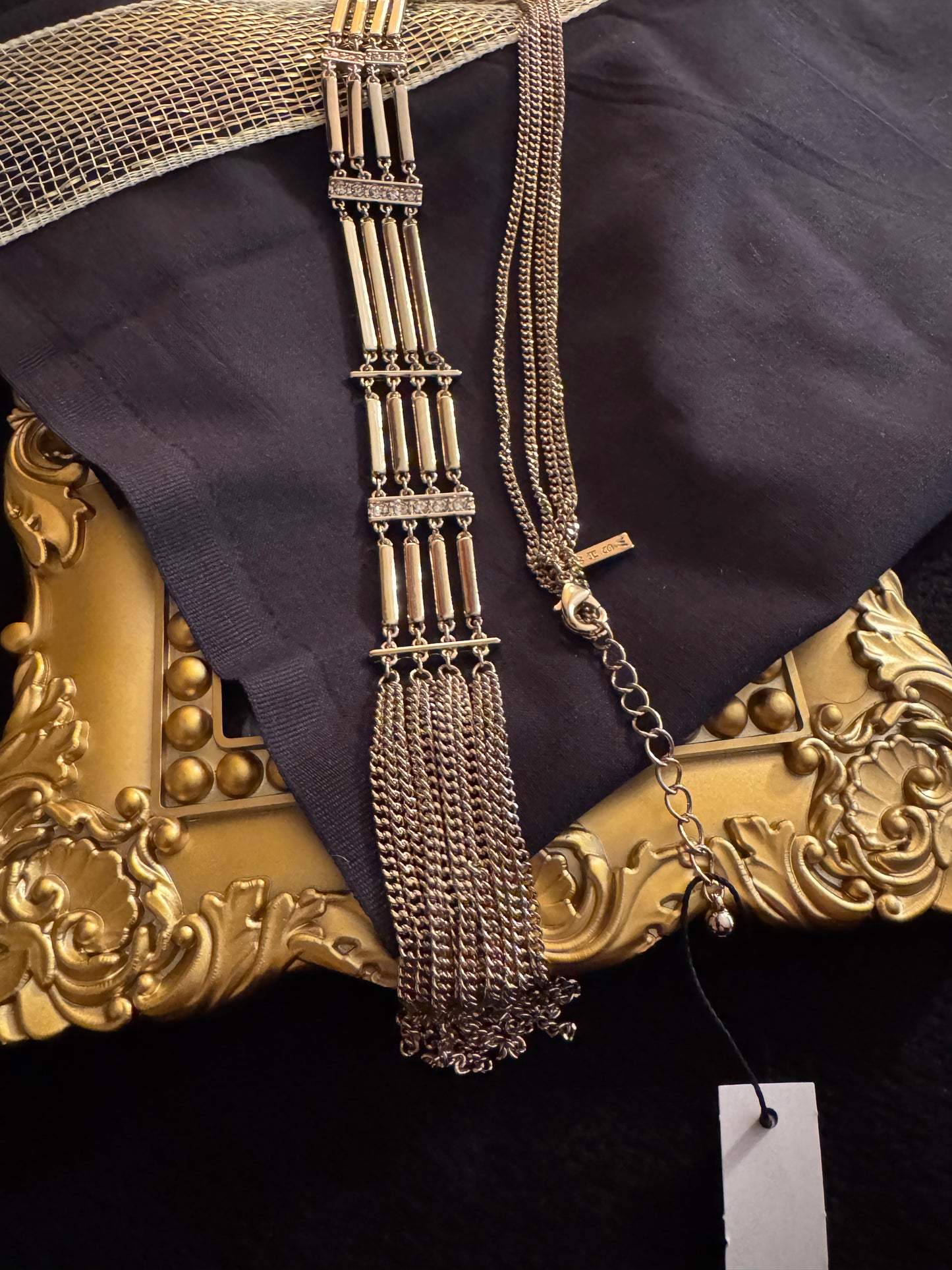Signed White House Black Market 24" Gold-Tone Multi-Strand Tassel Necklace
