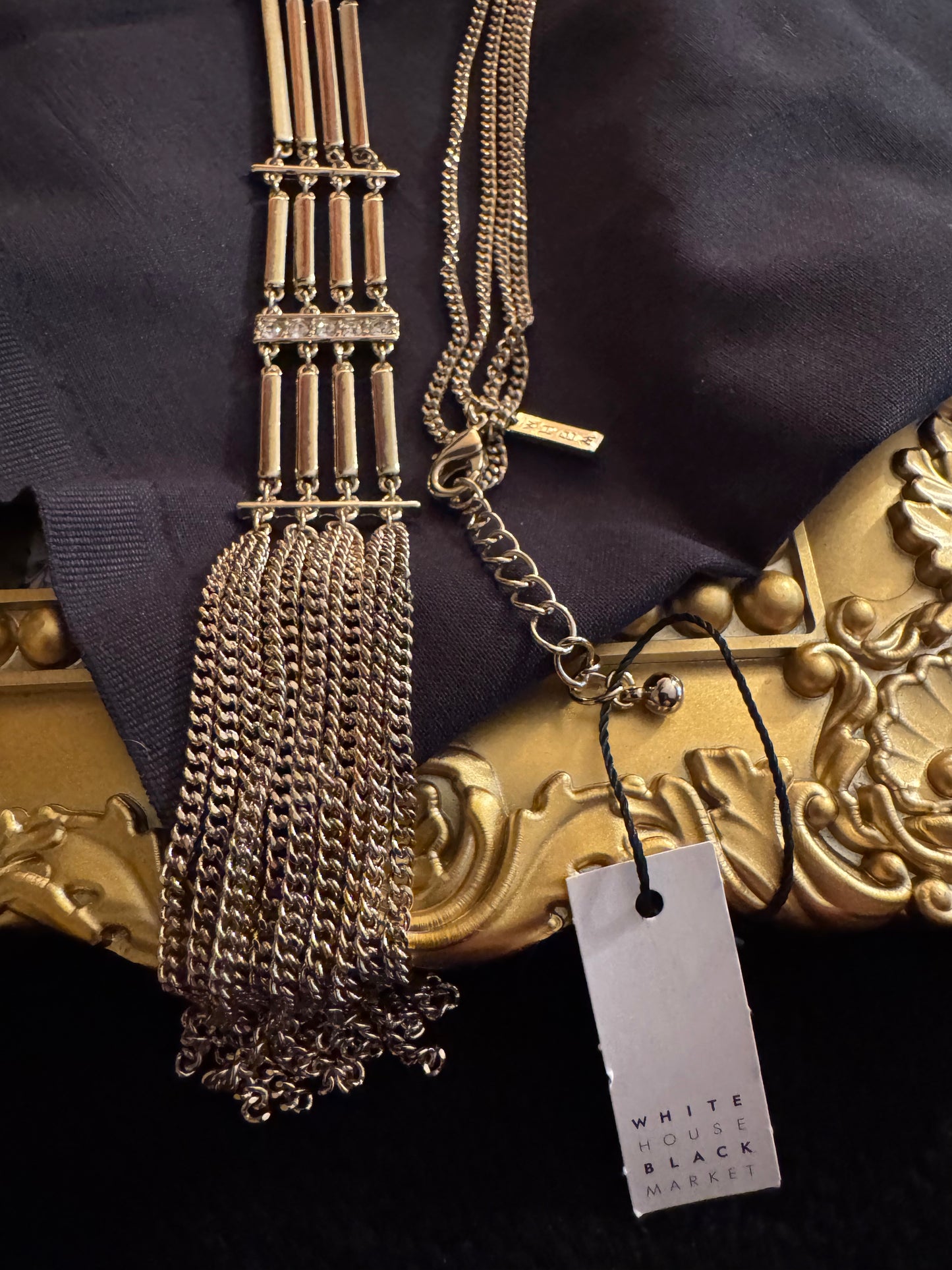 Signed White House Black Market 24" Gold-Tone Multi-Strand Tassel Necklace