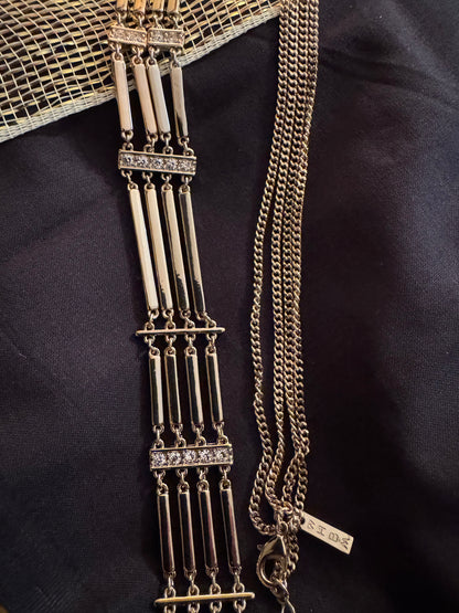 Signed White House Black Market 24" Gold-Tone Multi-Strand Tassel Necklace