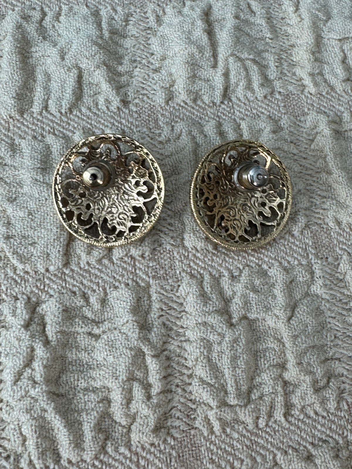 Vintage Victorian Revival Faux Pearl Filigree Post Earrings