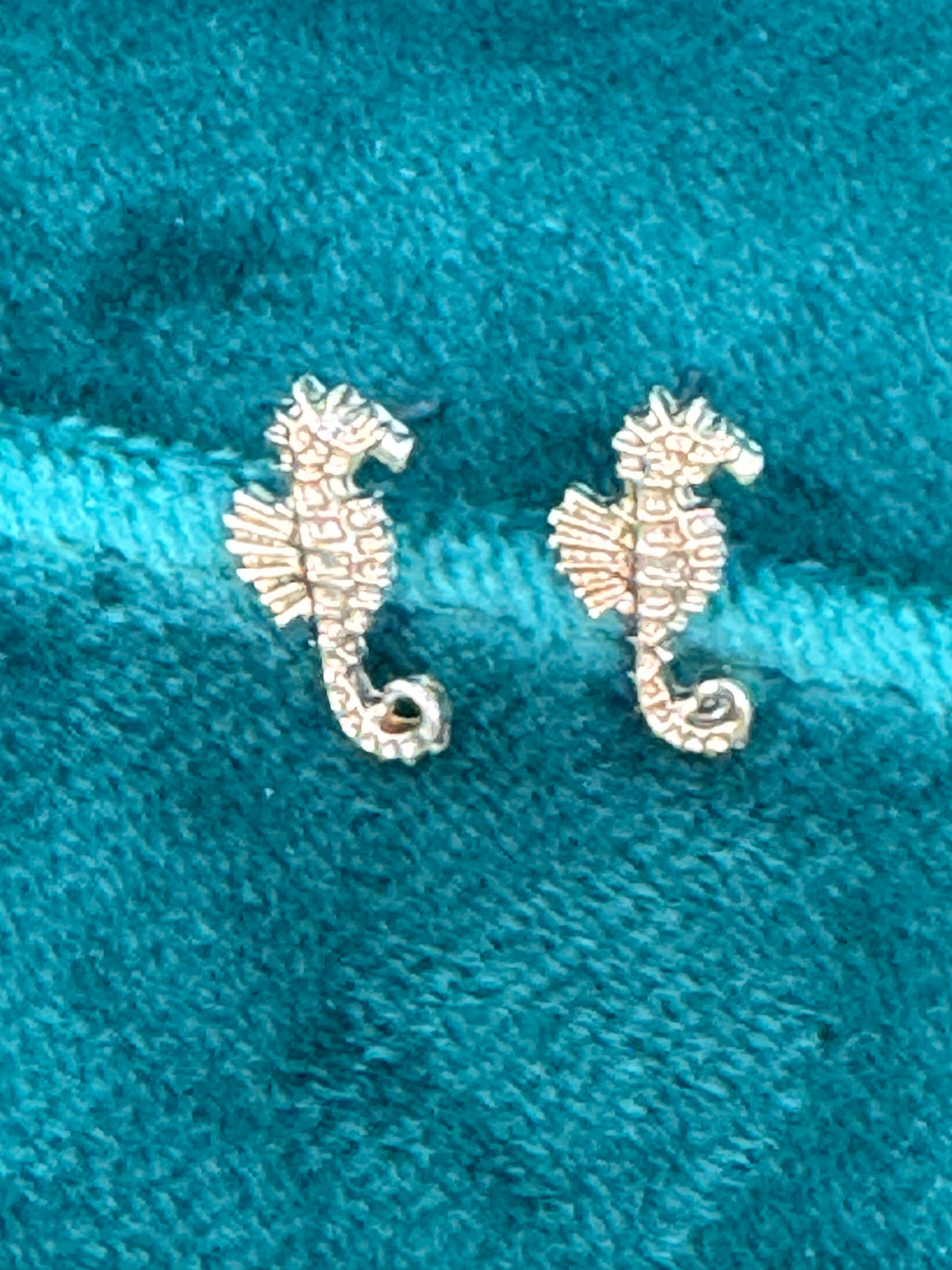 Gold Tone Sea Horse Post Earrings