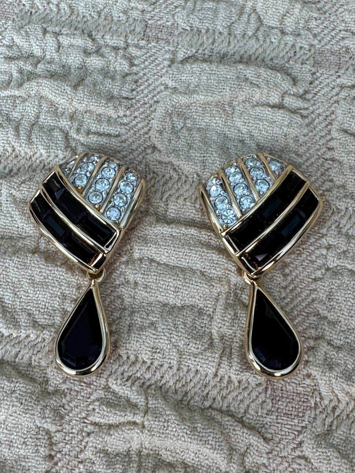 Vintage Signed 1980s Swarovski America Ltd (S.A.L.) Geometric Statement Earrings.