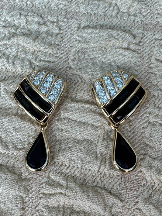 Vintage Signed 1980s Swarovski America Ltd (S.A.L.) Geometric Statement Earrings.