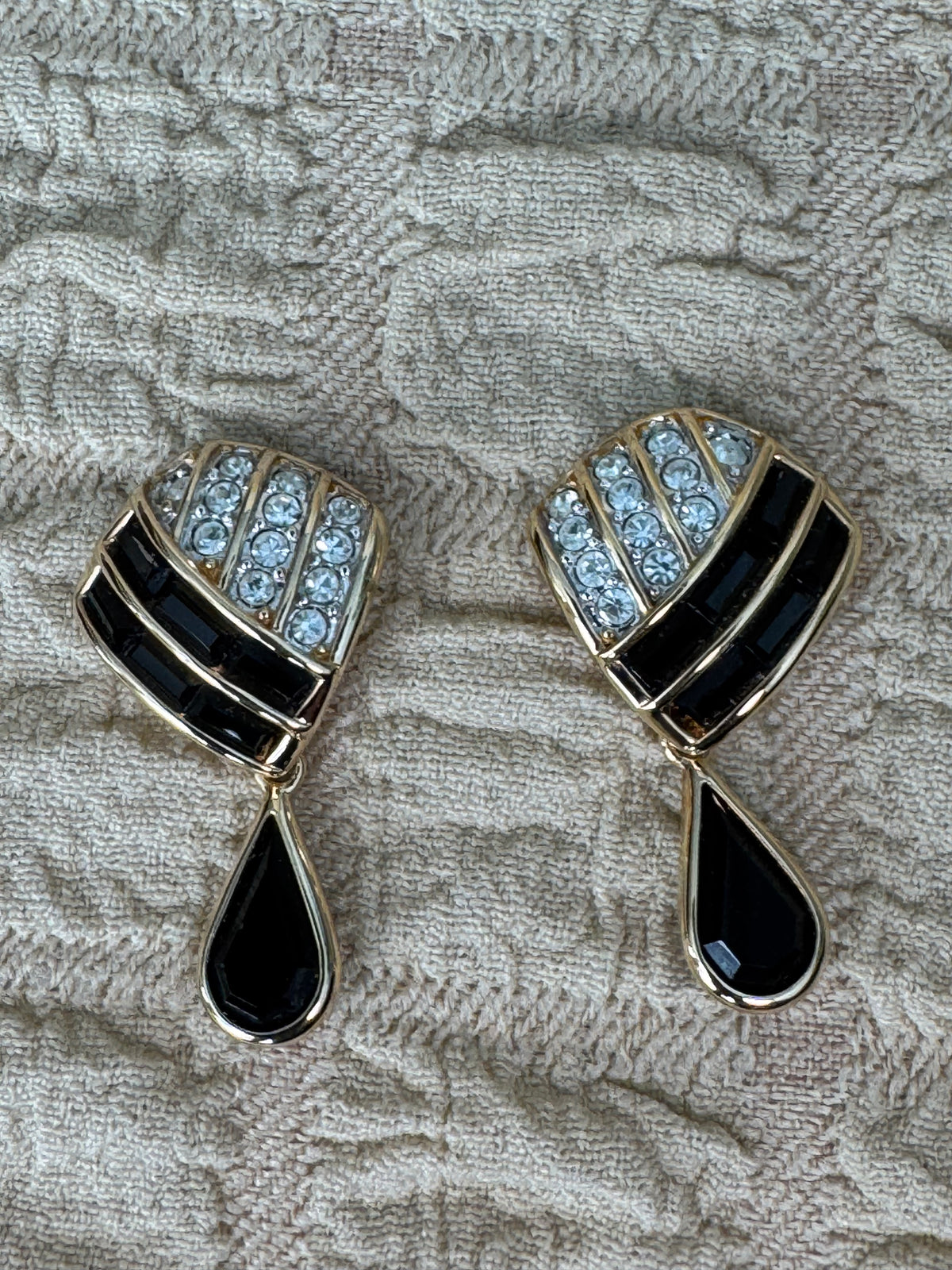 Vintage Signed 1980s Swarovski America Ltd (S.A.L.) Geometric Statement Earrings.