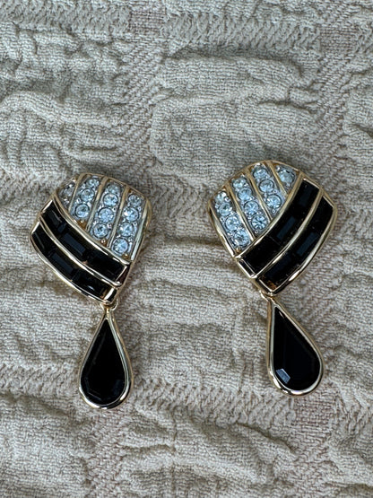 Vintage Signed 1980s Swarovski America Ltd (S.A.L.) Geometric Statement Earrings.