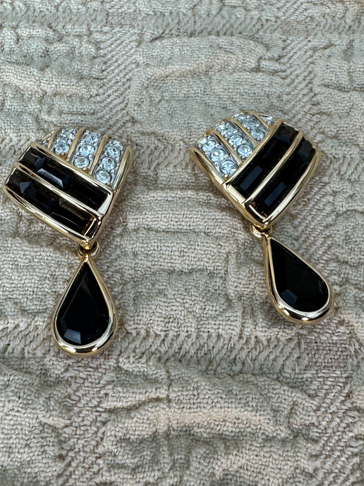 Vintage Signed 1980s Swarovski America Ltd (S.A.L.) Geometric Statement Earrings.