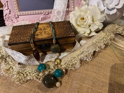 Vintage 20" Bohemian Statement Necklace with Large Turquoise Beads