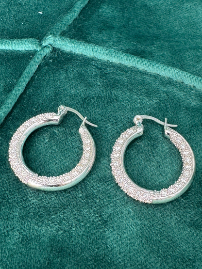 Vintage Glamour Crystal Pavé Hoop Earrings