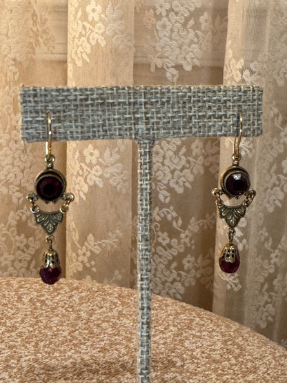 Alison Faye Vintage-Inspired Red Dangle Earrings – Romantic Filigree Design