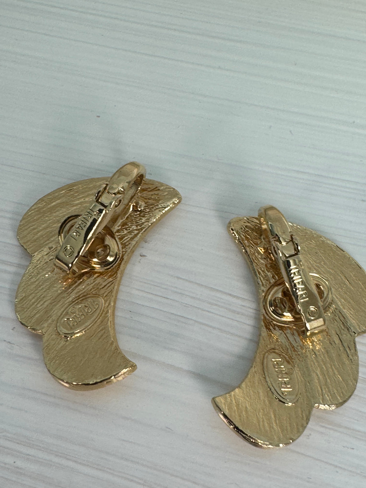Signed Trifari Vintage Gold Tone Clip Earrings