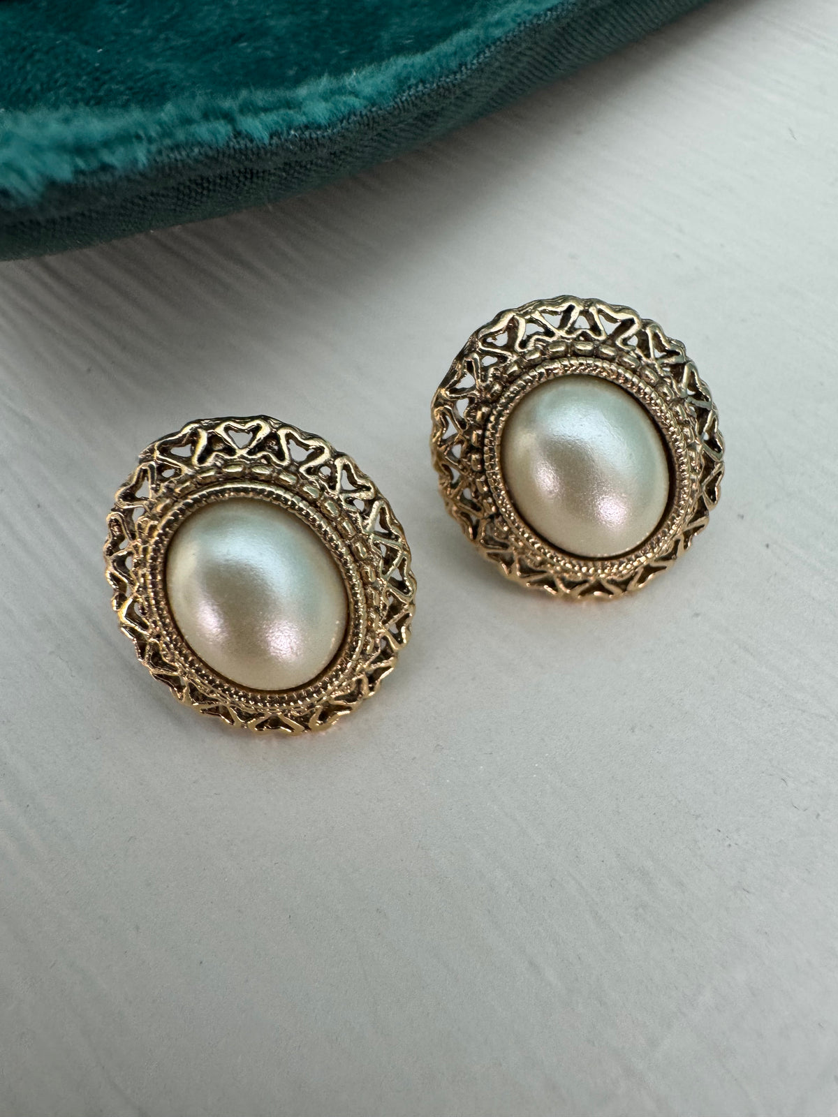 Vintage Victorian Revival 1928 Faux Pearl Filigree Post Earrings