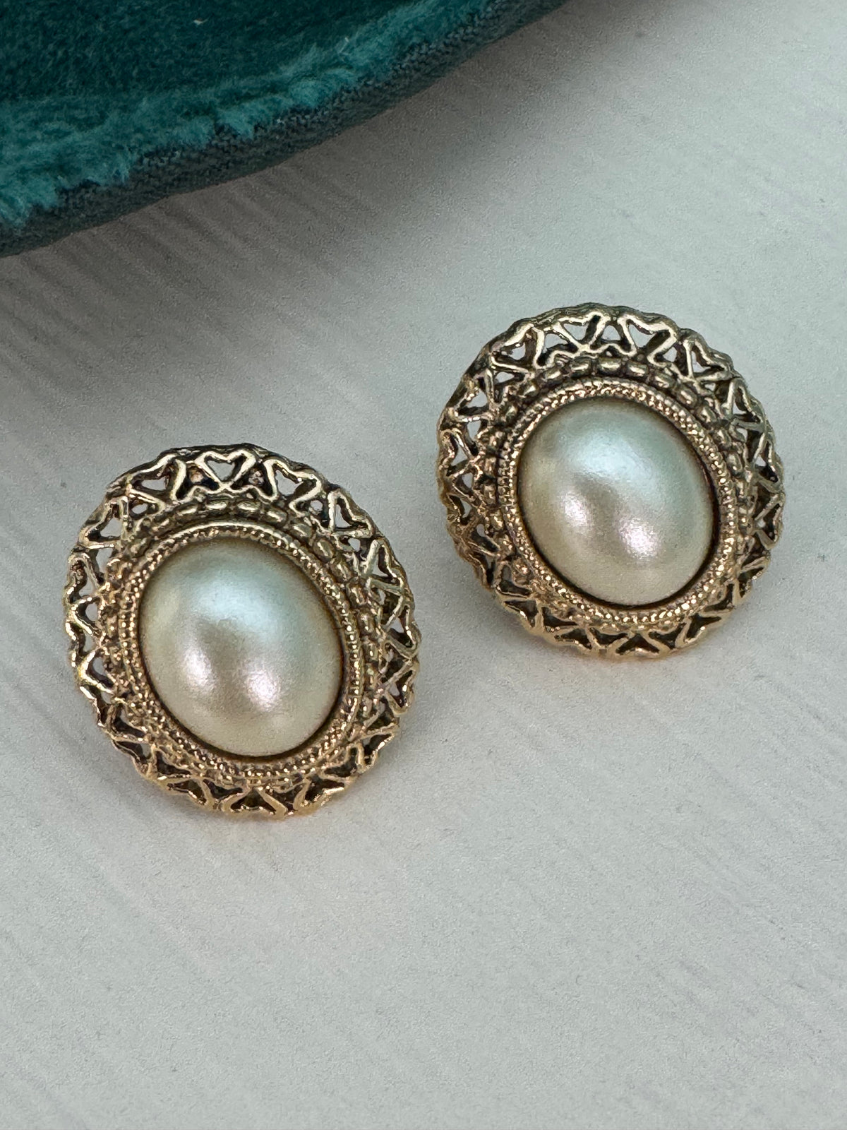 Vintage Victorian Revival 1928 Faux Pearl Filigree Post Earrings
