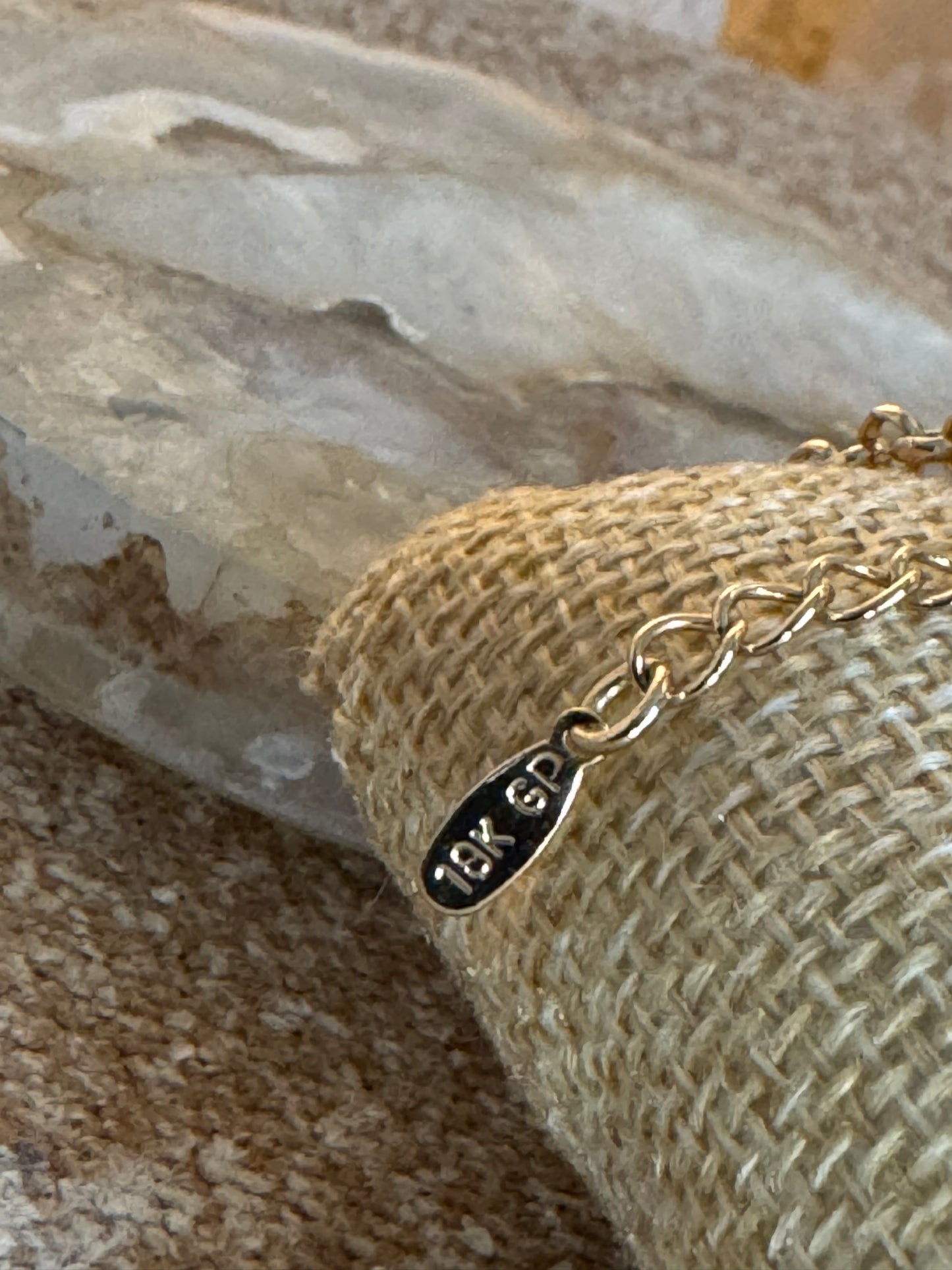 18K Gold Plated ID-Style Link Bracelet with Pavé Rectangular Bar