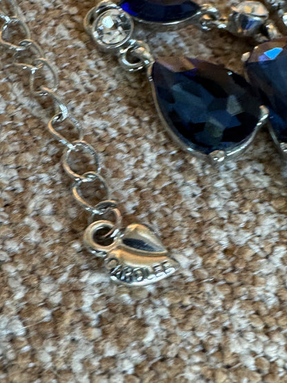 Vintage Carolee Simulated Sapphire & Crystal Y-Drop Necklace – Signed