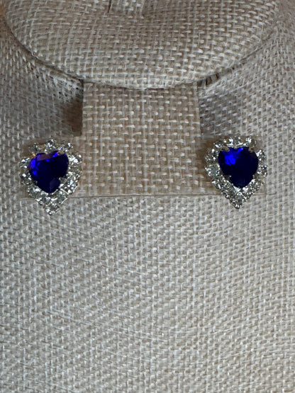 1998 BC LIND Titanic-Inspired Heart Earrings – Vintage Sapphire Blue Halo