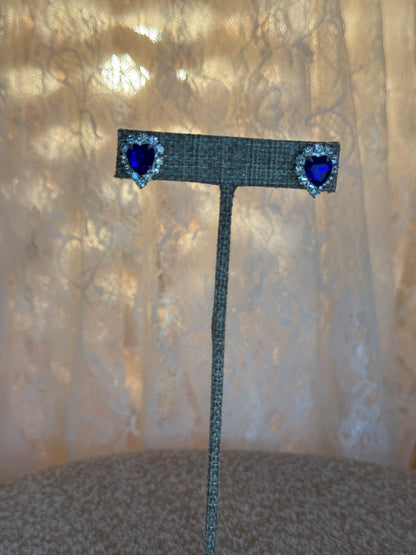 1998 BC LIND Titanic-Inspired Heart Earrings – Vintage Sapphire Blue Halo