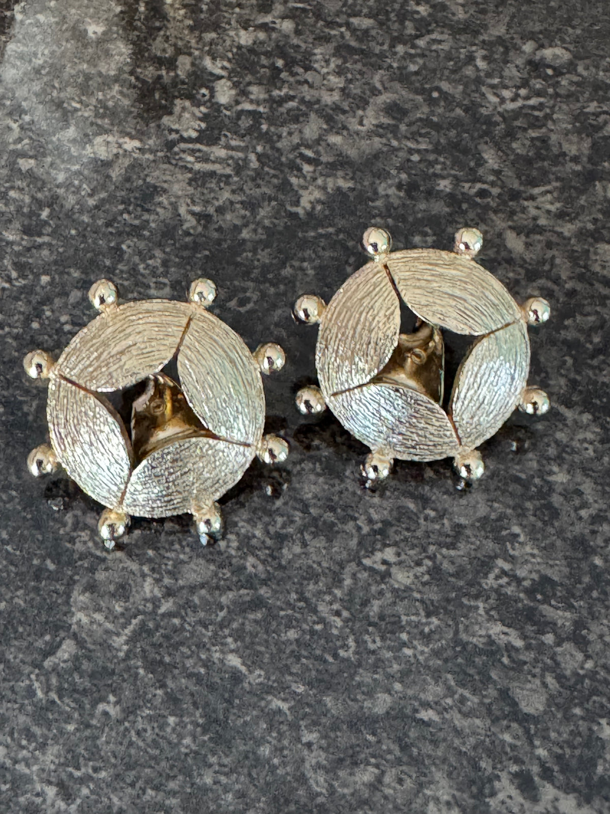 Signed Monet Vintage Gold Tone Clip Earrings