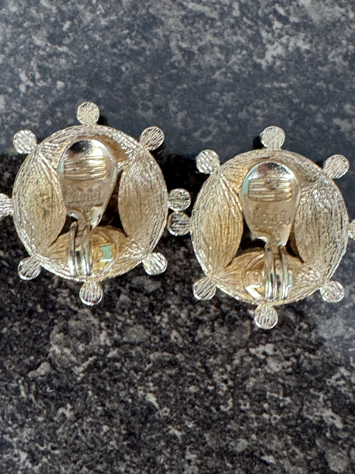 Signed Monet Vintage Gold Tone Clip Earrings