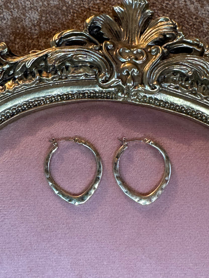 Vintage Gold-Tone Sculptural Hoop Earrings