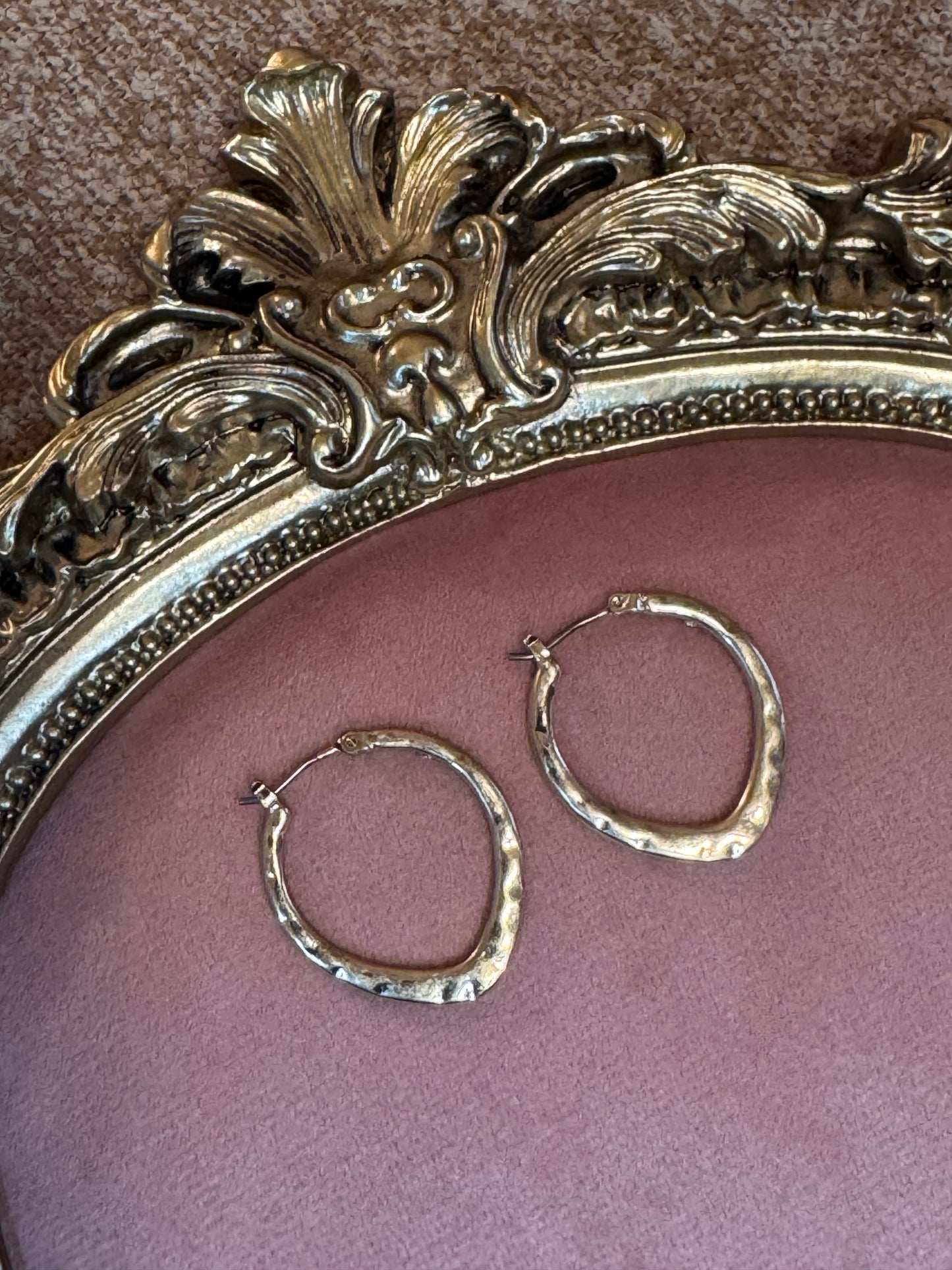 Vintage Gold-Tone Sculptural Hoop Earrings