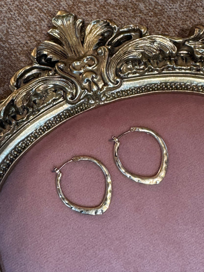 Vintage Gold-Tone Sculptural Hoop Earrings