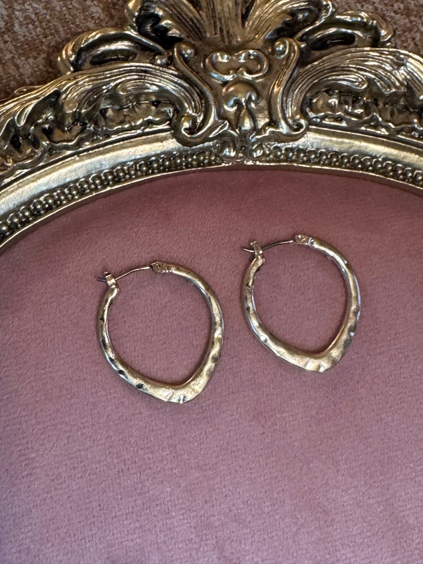 Vintage Gold-Tone Sculptural Hoop Earrings