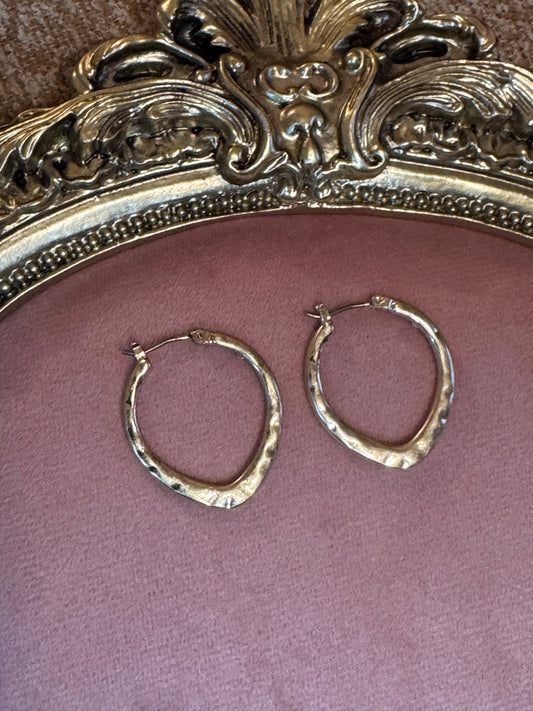 Vintage Gold-Tone Sculptural Hoop Earrings