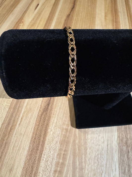 Vintage OTC International Stamped 14K Gold Italy Double Link Bracelet 7" - 2g