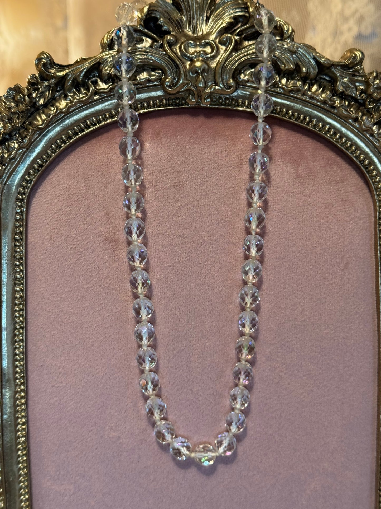 Vintage Aurora Borealis Crystal Necklace Made in Austria Iridescent Graduated AB Beads 1950s 1960s