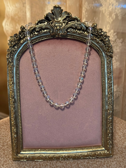 Vintage Aurora Borealis Crystal Necklace Made in Austria Iridescent Graduated AB Beads 1950s 1960s