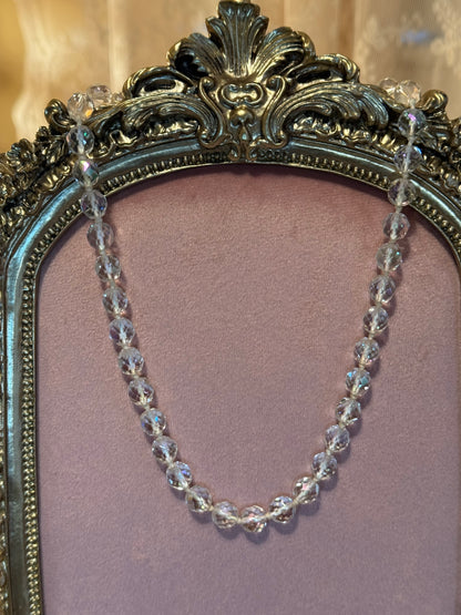 Vintage Aurora Borealis Crystal Necklace Made in Austria Iridescent Graduated AB Beads 1950s 1960s