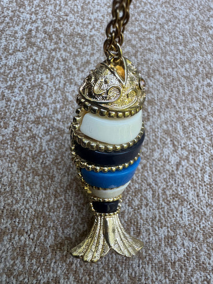 Vintage Nautical Charm Kate Spade Inspired Articulated Fish Pendant Necklace