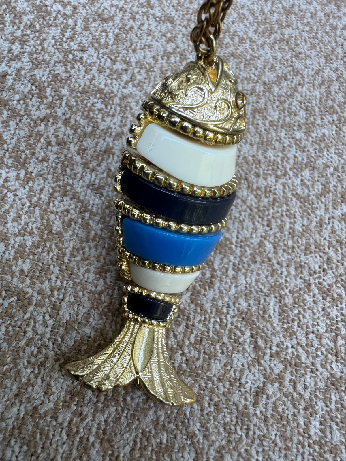 Vintage Nautical Charm Kate Spade Inspired Articulated Fish Pendant Necklace