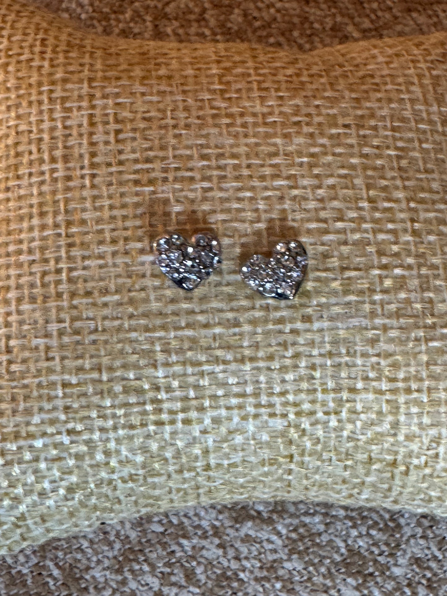 Signed Avon Silver-Tone Heart Crystal Cluster Stud Earrings
