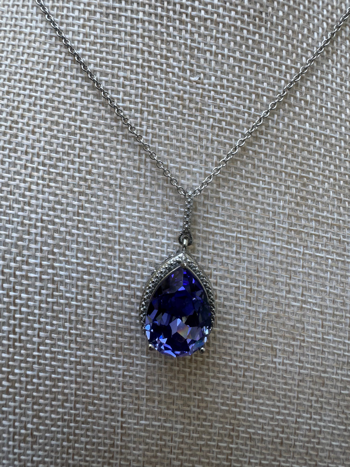 Enchanting Vintage Tanzanite Style Tear Pendant Necklace