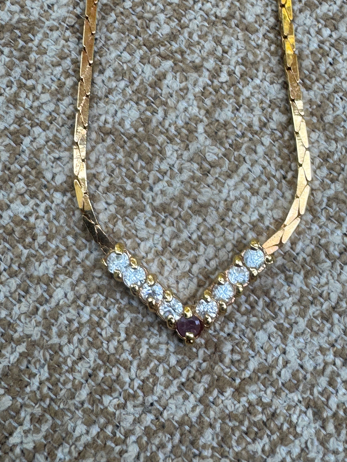 Vintage Style V-Shape Chevron Gemstone Necklace