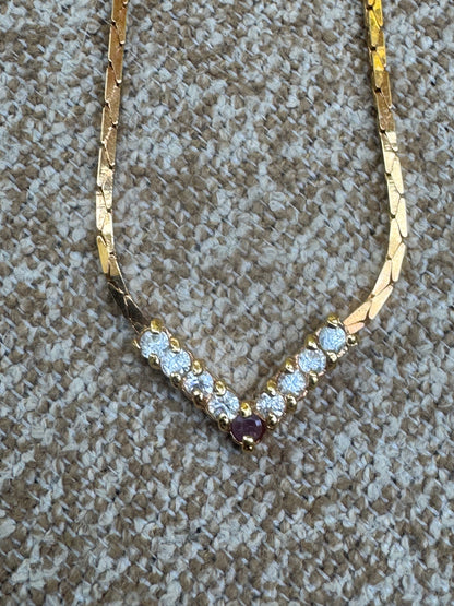 Vintage Style V-Shape Chevron Gemstone Necklace