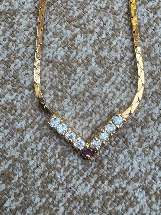 Vintage Style V-Shape Chevron Gemstone Necklace
