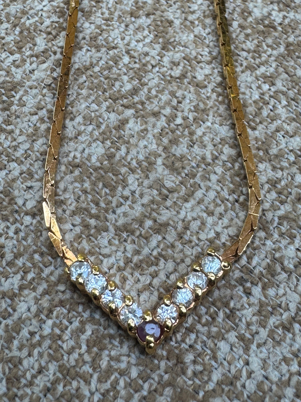 Vintage Style V-Shape Chevron Gemstone Necklace