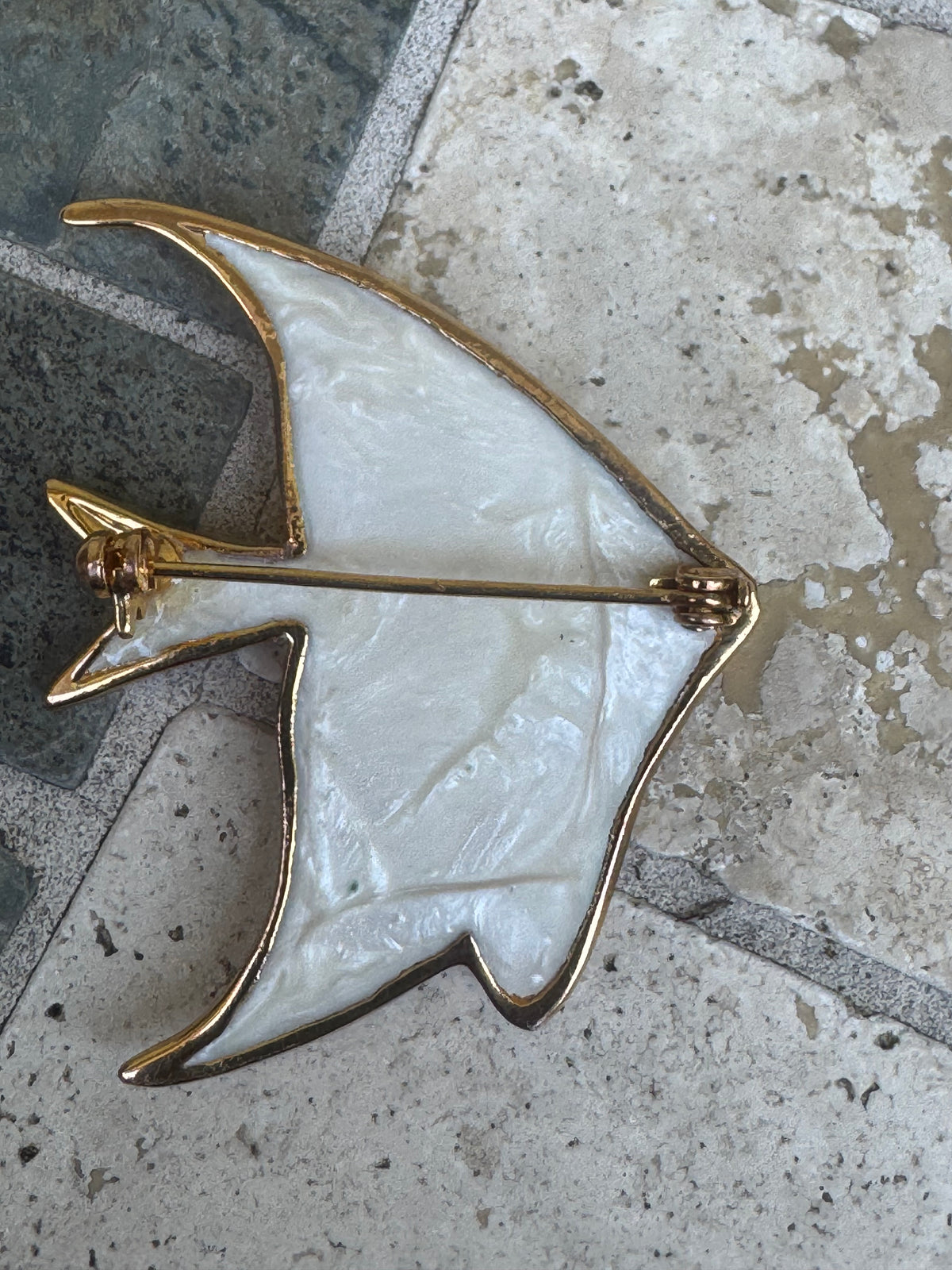 Vintage Enamel and Rhinestone Angelfish Brooch