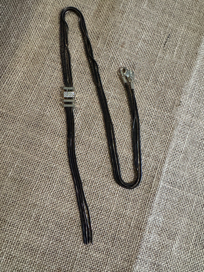 Signed Express Gunmetal Multi-Strand 32" Rhinestone Bar Necklace