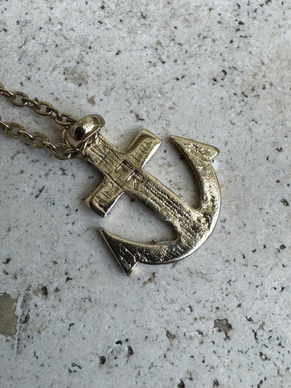 Chic Vintage-Style Glossy Enamel Striped Anchor Necklace