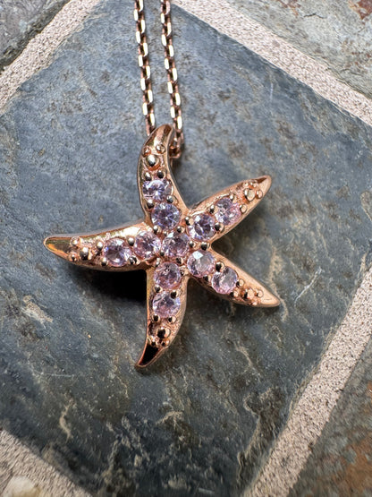Vintage Italian Sterling & Rose Gold Starfish Pendant